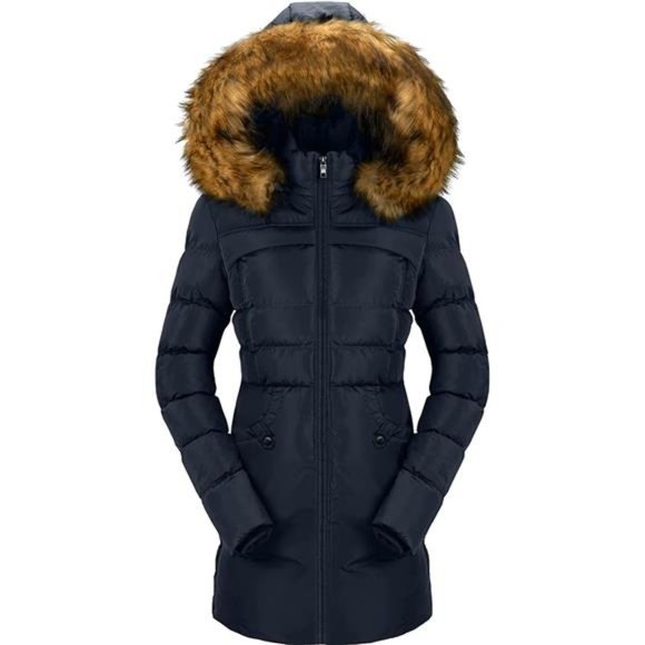 Women's Winter Puffer Coat Heavy Warm Long Parka Down Jacket with Fur Hood